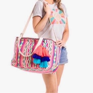 NWOT, Large Colorful Tassel Women's Weekender Bag
